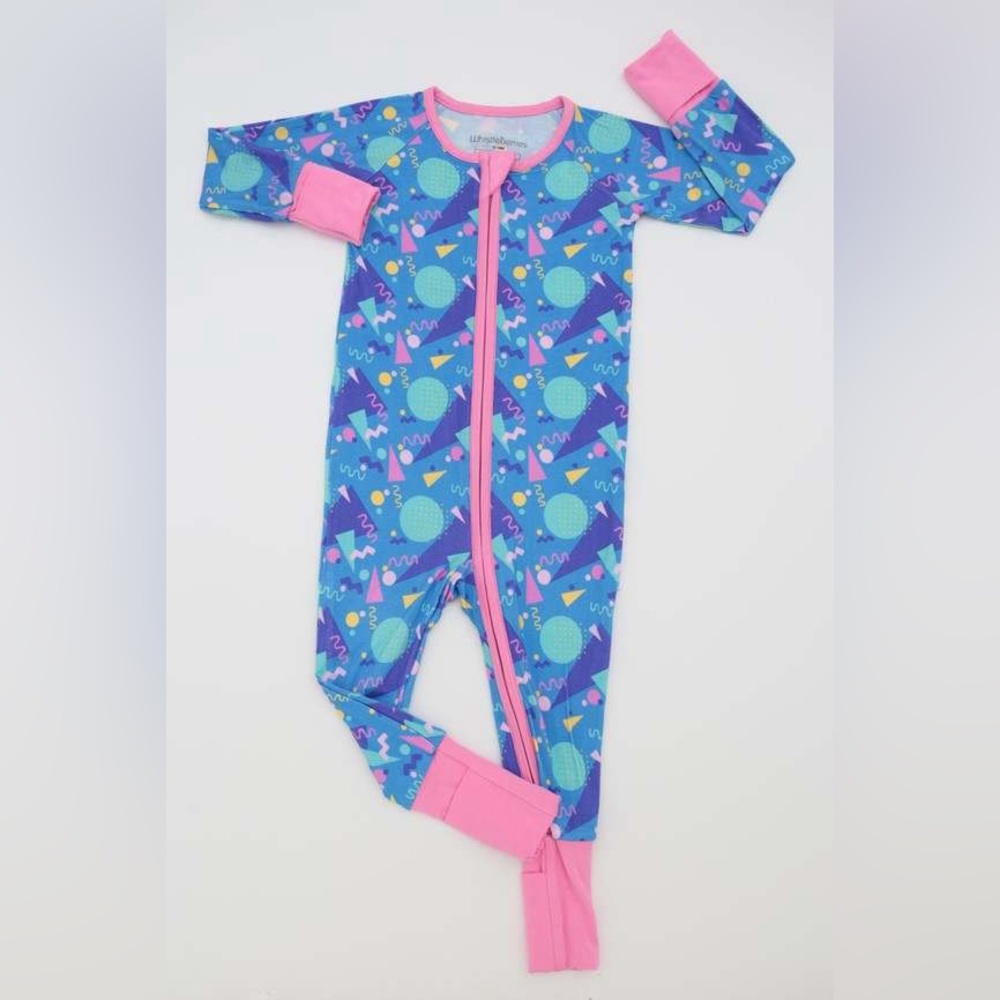 Whistleberries Little 90’s Print‎ Bamboo Footed Pajama Sleepies - Picture 2 of 2